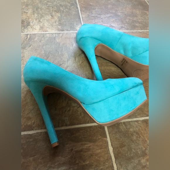 WOMENS FAUX SUEDE PLATFORM HIGH HEEL PUMPS SIZE: 9.0 - Picture 10 of 10